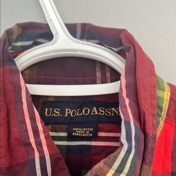 U.S Polo ASSN. Men's Red Plaid Shirt - Picture 2 of 8